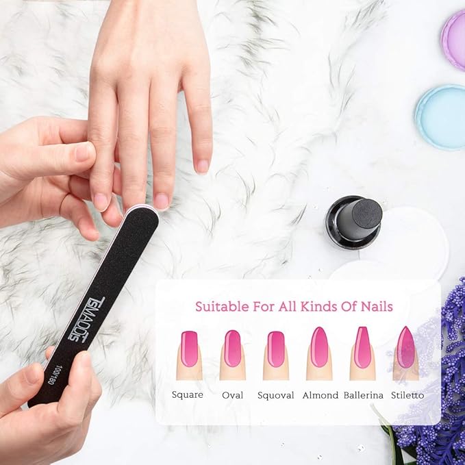 20Pack Nail Files, TsMADDTs Double Sided Emery Board 100 180 Grit Manicure File for Natural Acrylic Artificial Nail for Girls Women Men