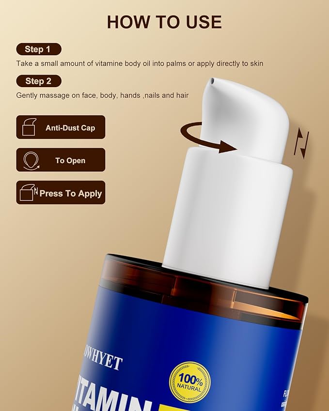 FLOWHYET 16 fl oz Pure Vitamin E Oil for Skin, Organic Vitamin E Oil for Scar, Stretch Marks, Face and Hair, Lightweight Bath and Body Oil Moisturizing Hexane Free Non-GMO Cold Pressed-500ml