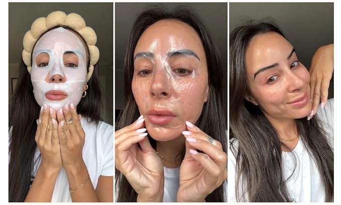 IT'S GIVING GLASS SKIN The Original Overnight Deep Collagen Mask - Advanced Hydrating Bio-Collagen Oligo-Hyaluronic Acid Facemask Skincare For All Skin Types, Pack of 4