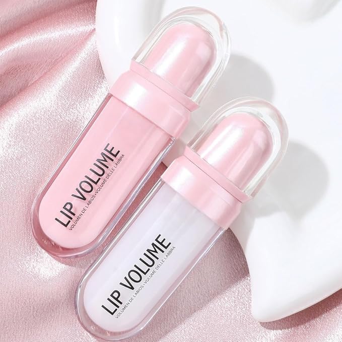 Hydrating Lip Gloss with Hyaluronic Acid, Plump pH Hyaluron Lip Oil, Lip Tint with 24HR Hydration, Volumizing Shine and Lasting Color, (A02#Ice Pink, 1Pcs)