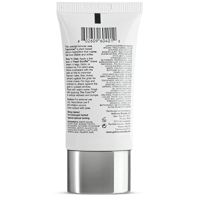 Shaveworks Pearl Soufflé Shaving Cream for Women – Soothing, Hydrating Shave Lotion for Legs, Underarms, Bikini Area – Reduces Irritation, Slows Future Hair Growth 1 Oz.