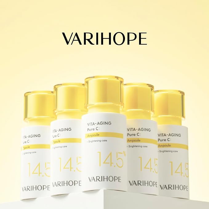 VARIHOPE Vita-Aging Pure C Ampoule — 14.5% / 145,000 ppm Ascorbic Acid Vitamin C Serum (Ampoule) — Radiance-Enhancing, Anti Aging, Reduces Dark Spots — Korean Skincare 20 ml