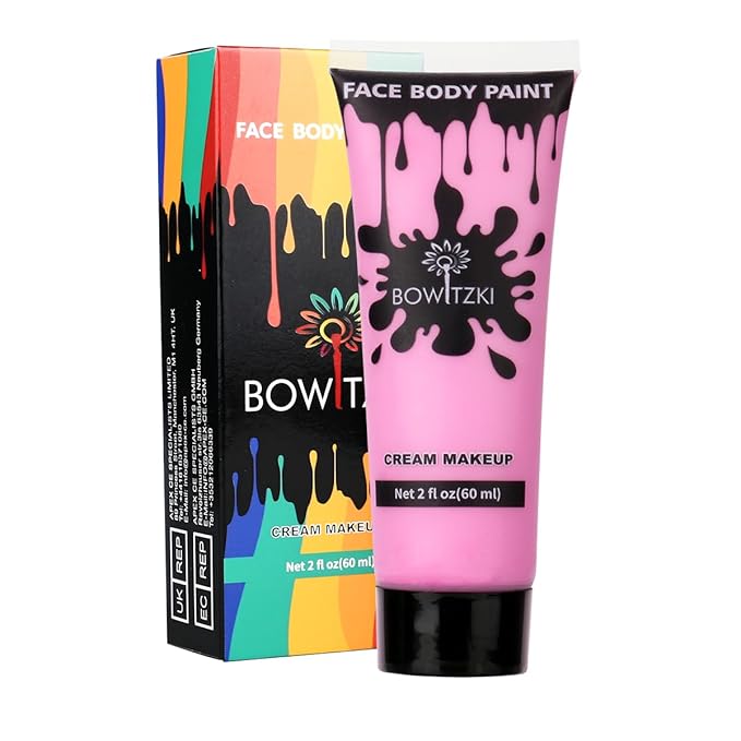 Bowitzki Face and Body Paint 2oz Cream Makeup 60ml Water Based Face Painting Special Effects For Adults Children Kids Halloween Christmas Party Stage Cosplay (Pink)