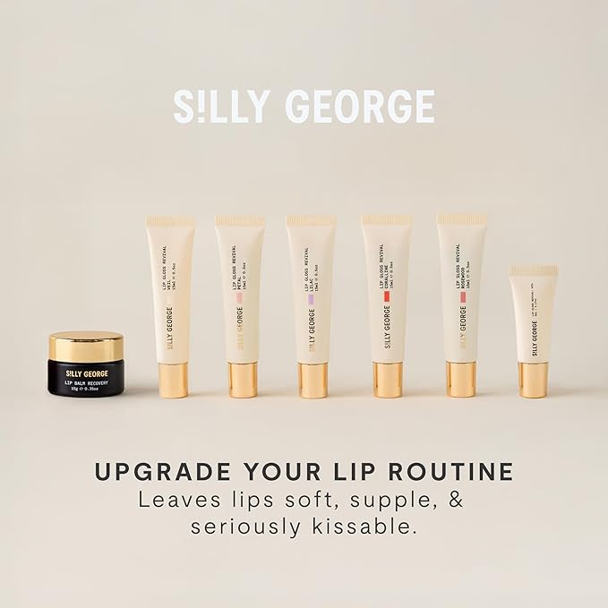 Silly George Lip Gloss Revival - Glossy Hydrating Glaze with Peptides, Shea Butter, & Moisturizing Argan, Macadamia, Babassu Oil for Dry Lips, Clean Beauty Products, Veil, 15ml Tubes