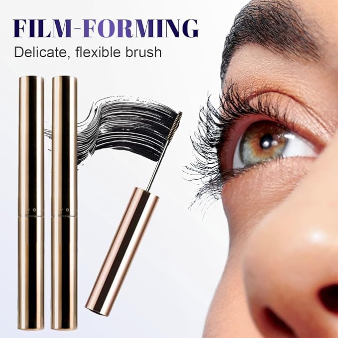 2PCS Ultra-Fine Lengthening Waterproof Quick-Dry Mascara, Black Mascara for Fine Short Lash Older Women Mulit-layered Lashes (Black)