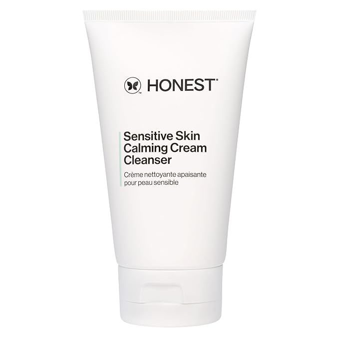 Honest Beauty Sensitive Skin Calming Cream Cleanser, Gently Cleanses Hydrates Calms, Hypoallergenic, Fragrance-Free, Vegan, 4 fl oz
