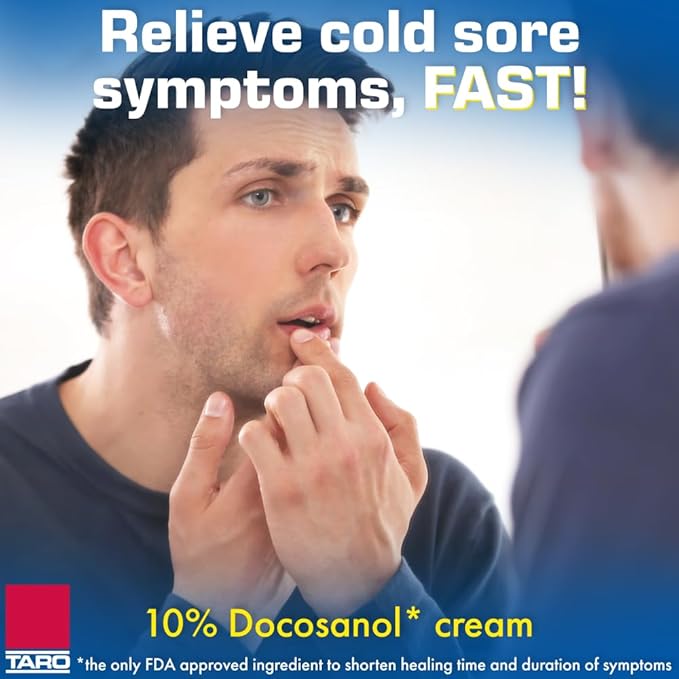 TARO Cold Sore & Fever Blister Treatment - Fast-Acting Docosanol 10% Cream - Cold Sore & Fever Blister Treatment for Lips, Anti-Itch Formula for Effective Relief and Healing - 0.07 oz (2 Pack)