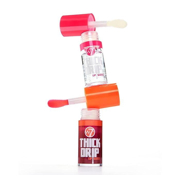 W7 Juicy Lips! Thick Drip Lip Gloss Duo Gift Set - Foolish & In The Clear - Hydrating Glossy Lip Glosses - Stocking Filler
