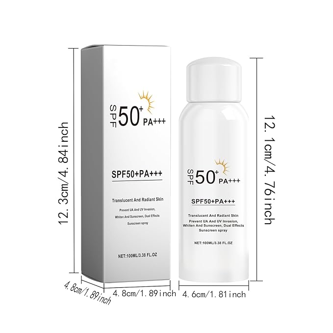 SPF 50 Face & Body Sunscreen Spray, 100ml - Lightweight Non-Greasy, Invisible Finish - Broad Spectrum UVA/UVB Protection - For All Skin Types, Including Sensitive - Hydrating & Brightening