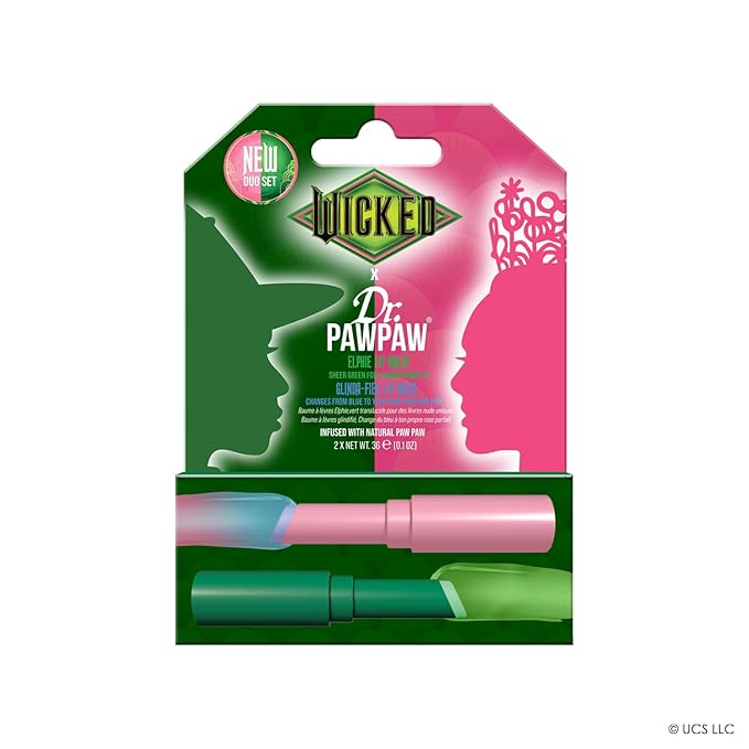 Dr. PawPaw Wicked Lip Balm Duo - Elphie, Glinda-Fied - Natural Balm with Aloe Vera - Gluten Free Lip Moisturizer to Soften and Hydrate - 2 pc