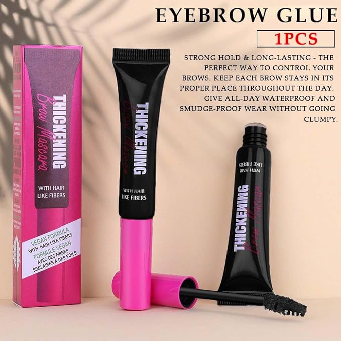 Tinted Thickening Brow Mascara,Brow Fast Sculpt,Waterproof, Transfer-proof, Brush to Fill in Eyebrows and Cover Gray Hairs - Cruelty Free - Light Medium Brown (1pc 08 Black)