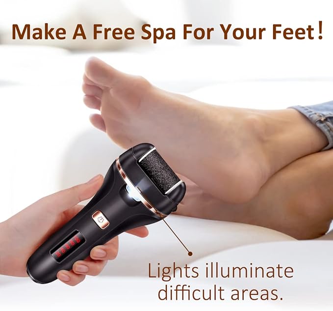 AdamPark Electric Callus Remover for Feet,Rechargeable Foot File Hard Skin Remover,Waterproof 14 in1 Professional Pedicure Kit for Cracked Heels &Dead Skin,with 3 Roller Heads 2 Speed(Black J8)