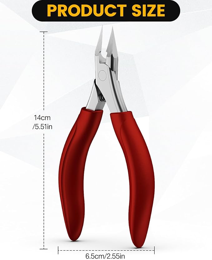 BEZOX Toenail Clippers for Thick & Ingrown Nails – Heavy Duty Toe Nail Clipper for Seniors for Thick Toenails with Comfort Grip & Long Handle - Red