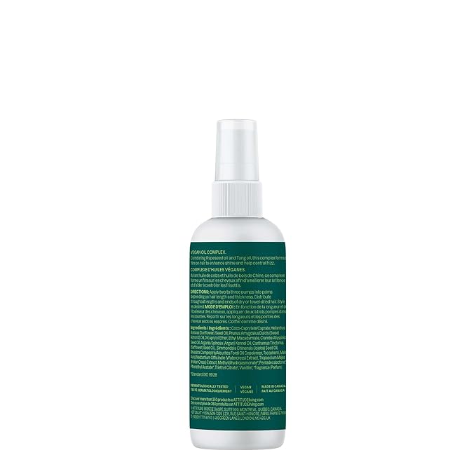 ATTITUDE Nourishing Hair Oil, EWG Verified, Natural Origin, Frizz Control Vegan Oil Complex, Softens & Nourishes Dry Hair, Dermatologically Tested, For All Hair Types, 100 mL
