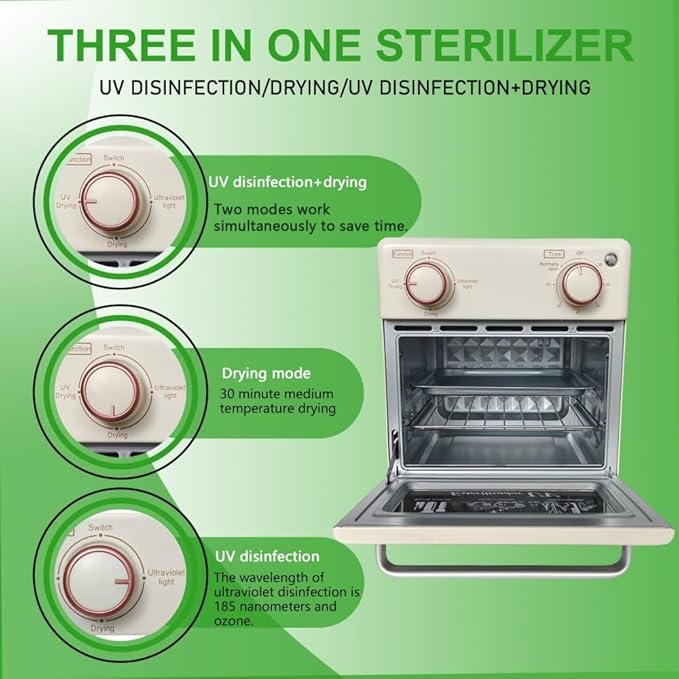 Sterilizer Tools, 10L Drying and 3-in-1 Disinfection Tools 150W Sterilizer with Timer Disinfection Cabinet Suitable for Mother-Child Products, Towels, Hair Salons, Nail Studios