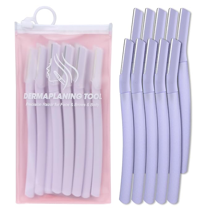 Dermaplane Razor, Face Razors for Women, Dermaplaning Tool with Microblades for Face, Gentle Facial Exfoliation, Peach Fuzz Removal and Eyebrow Shaping, Skin Care Tool for Smoother Skin, Lilac
