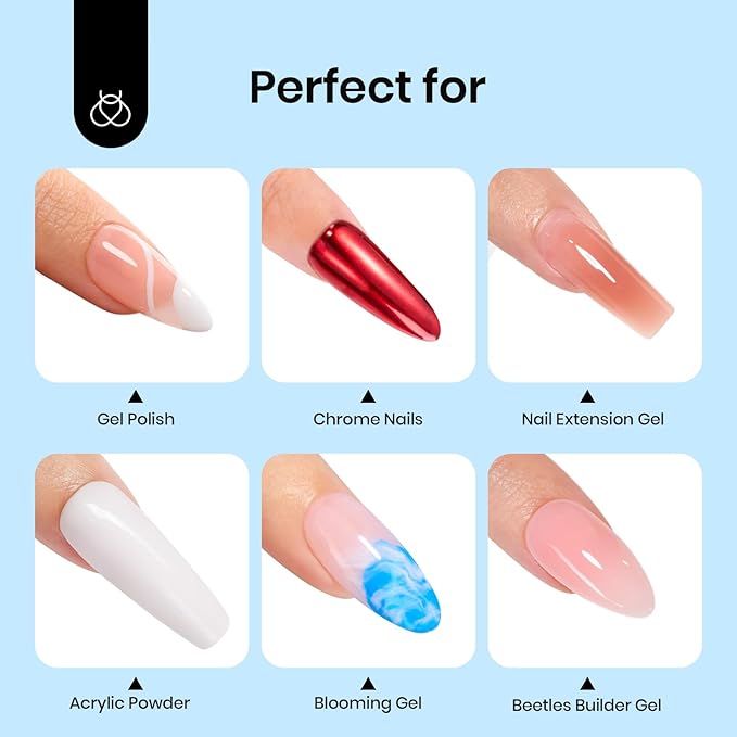 beetles Gel Polish 2Pcs 15ml No Wipe Top Coat High Gloss Shiny Long-Lasting Clear Gel Top Coat, Soak Off Nail Lamp Nail Gel, Home DIY Professional Manicure and Nail Salon