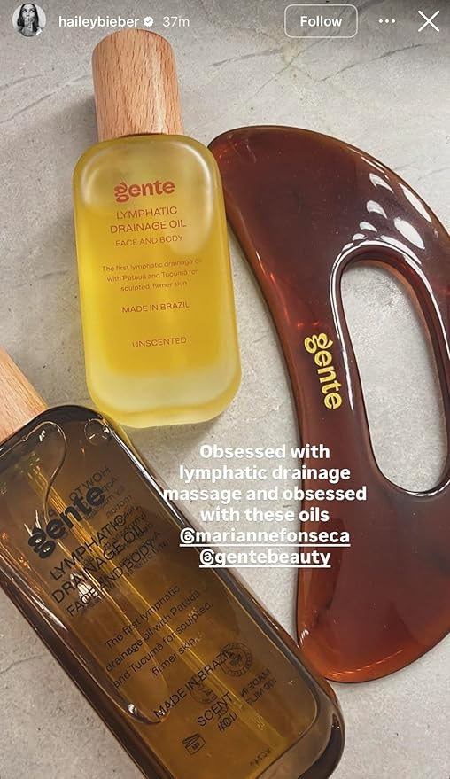 Gente Beauty Lymphatic Drainage Oil, Scented, Body Sculpting Formula, Brazilian Oils Blend with Pataua, Coffea Arabica, Mulateiro Extract (100ml)
