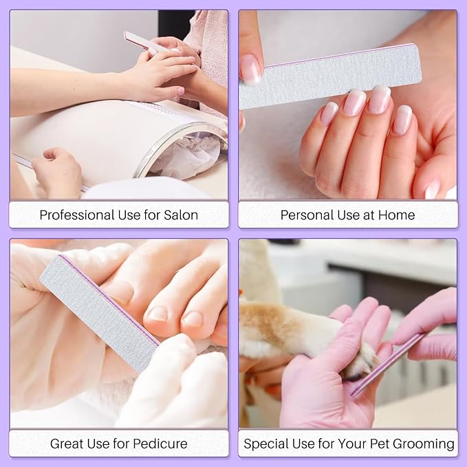 TsMADDTs Nail File, 21PCS 80 80 Grit Files, Double Sided Emery Boards for Natural Acrylic Gel Nails, Professional Rectangular Manicure Tools Reusable&Washable