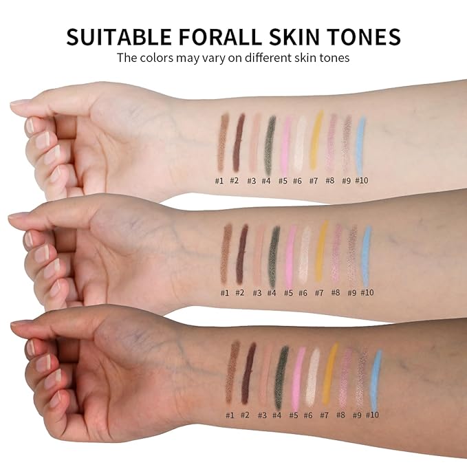 CHIFURE Eyeshadow Stick, Shimmer and Matte Cream Eye Shadow Brightener Sticks Eyeliner Pencil Crayon, Waterproof Long Lasting Eye Highlighter Stick Makeup,0.056 Oz (5PCS Shimmer)