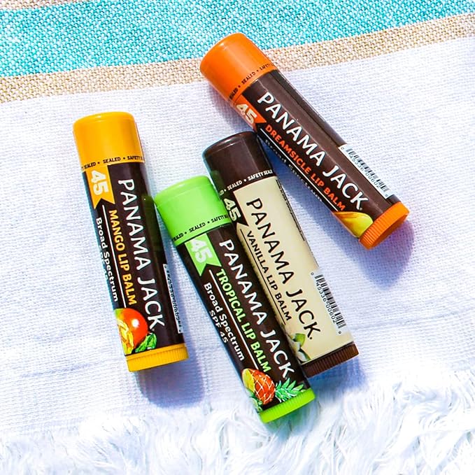 Panama Jack Sunscreen Lip Balm - SPF 45, Broad Spectrum UVA-UVB Sunscreen Protection, Prevents & Soothes Dry, Chapped Lips, Dreamsicle, Pack of 2