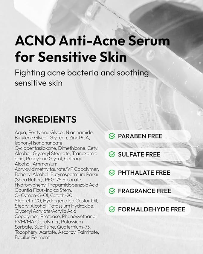 ACNO Anti-Acne Serum for Sensitive Skin - Gentle Blemish Treatment - Fragrance-Free & Non-Drying - 1 Fl Oz
