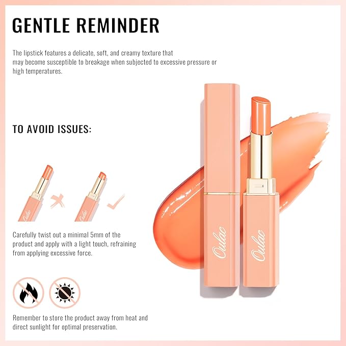Oulac Pale Pink Lipstick Shine for Women, 2 in 1 Glossy Light Pink Tinted Lip Balm, Hydrating Lipstick for Dry Lips, Moisture Shine Sheer Juicy Finish Vegan 2.2g/0.07oz (20)