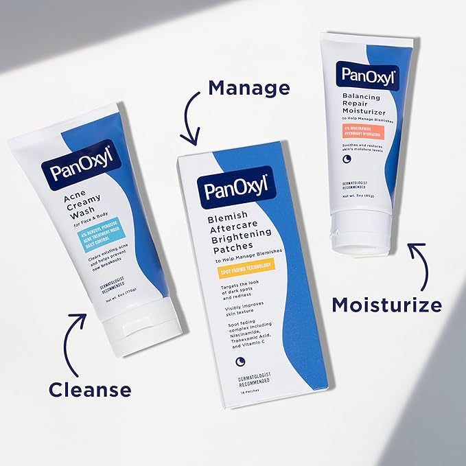 PanOxyl Blemish Brightening Patches: Dermatologist-Recommended, Help Fade Post-Acne Dark Spots and Reduce Redness, Large Clear Patches Cover a Bigger Area, Vegan & Latex-Free, 16ct