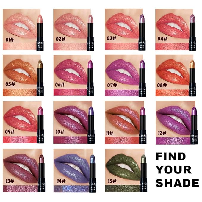 Dark Purple Metallic Lipstick for Women,Lightweight Non-Drying Shimmer Frosted Lipsticks,Glitter Lip Gloss Stain Long Lasting Waterproof No Smudge Proof No Transfer 12 Hour,Cruelty-Free Makeup