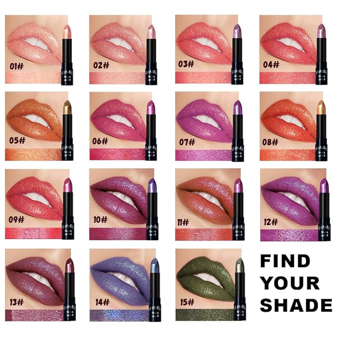 3Pcs Metallic Lipstick for Women,Lightweight Non-Drying Shimmer Frosted Lipsticks Kit Set,Glitter Lip Gloss Stain Long Lasting Waterproof No Smudge Proof No Transfer 12 Hour,Cruelty-Free Makeup (D)