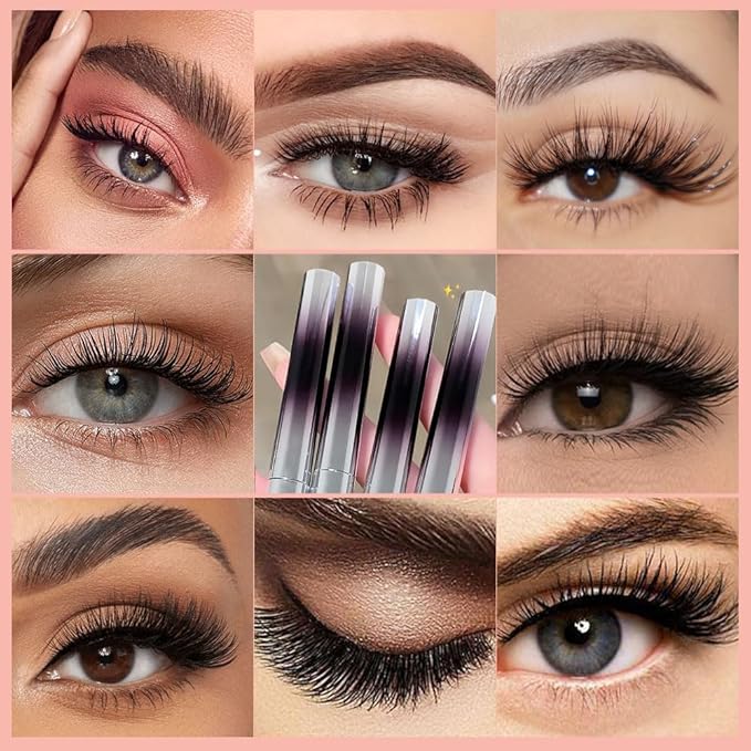 Iron Wand Mascara,Waterproof Metal Wand Mascara Tubing, 3D Curling Metal Wands Mascaras Black Washable, Long-lasting 3D Curling Eyelash, Smudge Proof & No Flaking (Black-2 * 2)
