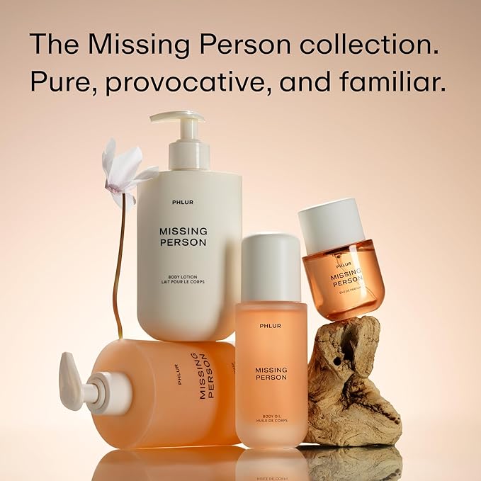 PHLUR Missing Person Body Oil For Women & Men - Lightweight & Nourishing - With Ceramide-Rich Oils & Skin-Mimicking Lipids - Bergamont, Musk, Orange & Sandalwood Floral Scented Body Oil (4 Fl Oz)