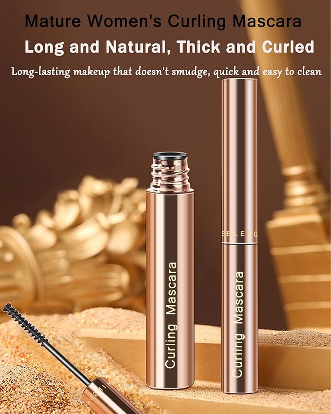 2PCS Black Mascara for Older Women with Fine Short Lash,Extreme Length and Volume Waterproof Mascara Smudge-Proof,Ultra-Precise Slim Adjustable Brush Hypoallergenic for Mature Women Sensitive Eyes-01