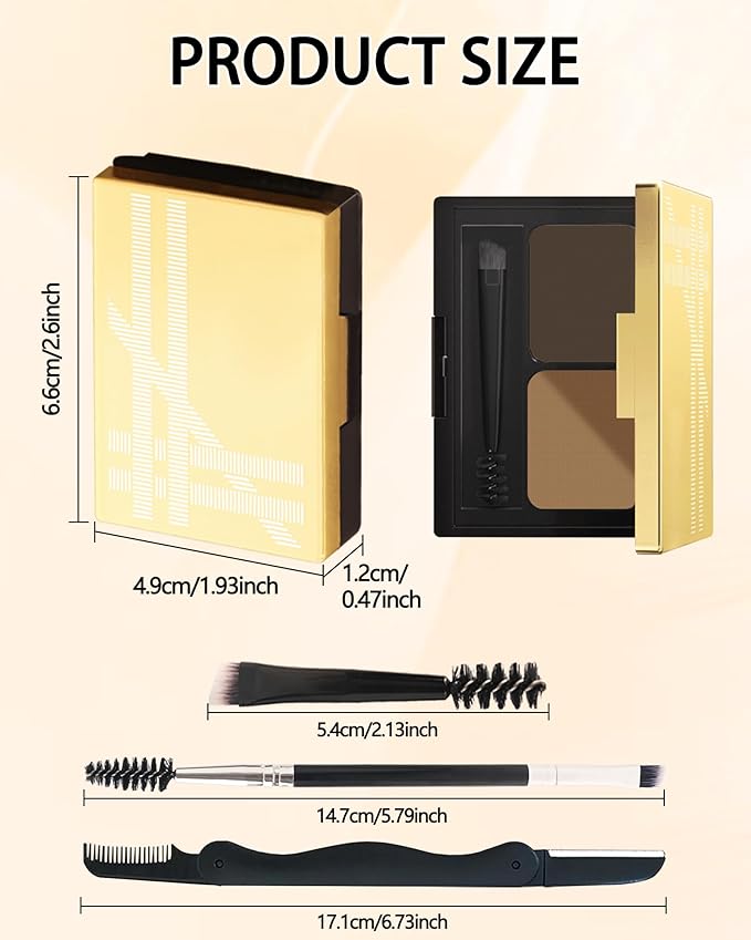 Eyebrow Powder Makeup Kit, 2 Colors Waterproof Long Lasting Dark/Light Brown Eye Brow Tinting Powder Palette, Professional Eyebrow Filler Contour Gifts for Women with Mirror Brow Brush & Razor-Set 01#