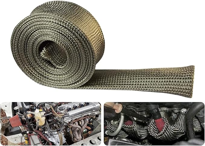 Heat Shield Sleeve Fuel Line Heat Shield Auto Hose Spark Plug Wire heat Shield Protectors Boots Roll 2500 Degree for Car&Auto Wire Loom Brake Cable (1/2" IDX10', Titanium)