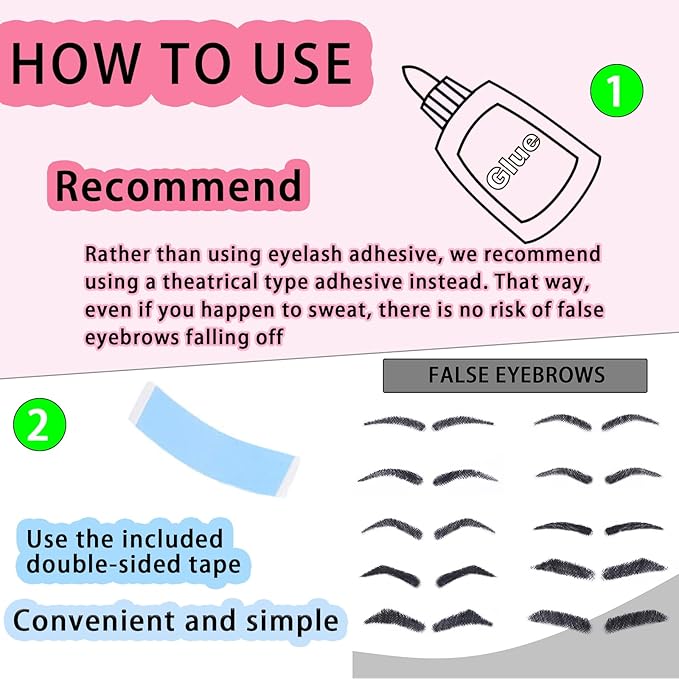 Fake Eyebrows, False EyeBrows 100% Handmade Full Lace Re-Usable Natural Invisible Realistic False Eyebrow Extensions for Man and Women, One Pair (Style 5)