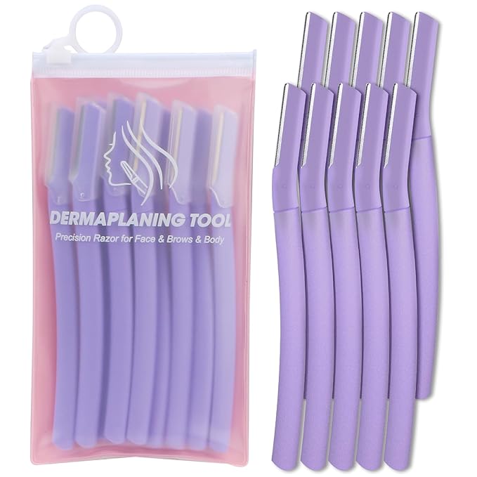 Dermaplane Razor, Face Razors for Women, Dermaplaning Tool with Microblades for Face, Gentle Facial Exfoliation, Peach Fuzz Removal and Eyebrow Shaping, Skin Care Tool for Smoother Skin, Wisteriar