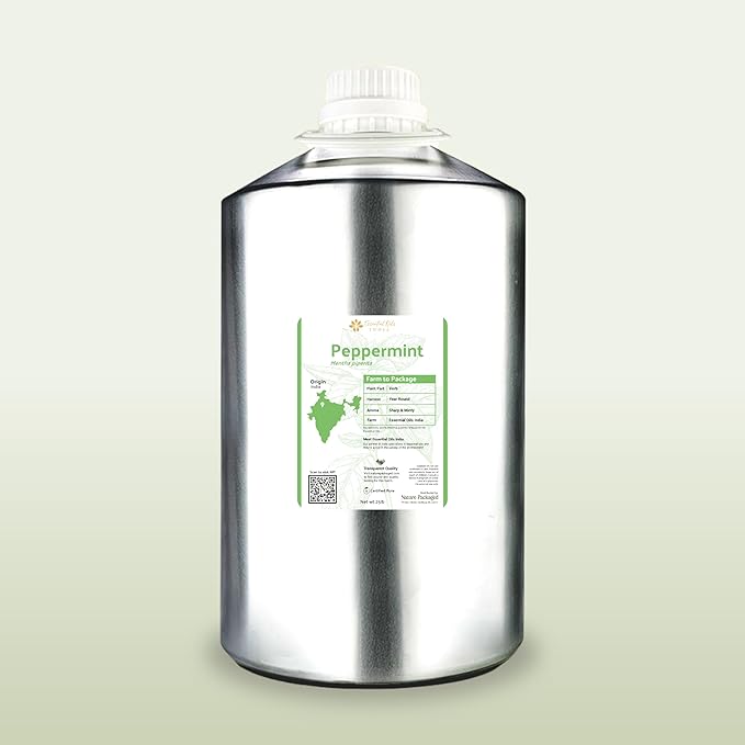 Peppermint Essential Oil - Direct from Norex Flavours India - Steam Distilled - Aceite Esencial de Menta for Aromatherapy, Massage, Diffuser, DIY Candle and Soap Making - 2lbs
