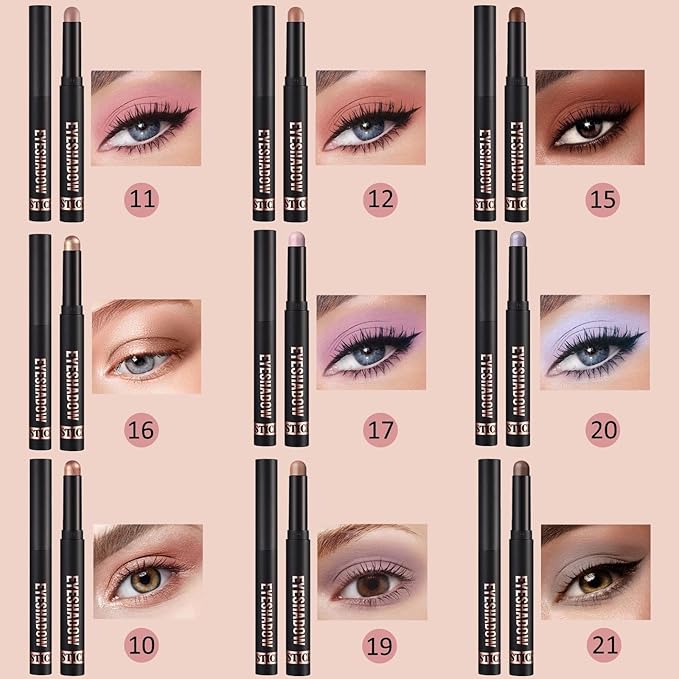 Nude Eyeshadow Stick, Matte Cream Eyeshadow Pencil Makeup, High Pigmented Crease-proof Eye Shadow Brightener Stick, Hypoallergenic Waterproof Long Lasting eye Highlighter stick(19# Light Taupe)