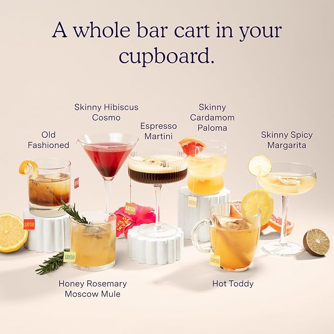 SAYSO Dirty Martini Cocktail Sticks | Craft Cocktail or Mocktail in 1 Min, Just Add Water + Spirits (0g Sugar, 0 Calories, Vegan, Gluten-Free, Kosher, Non-GMO), 8 Single-Serve Mixers