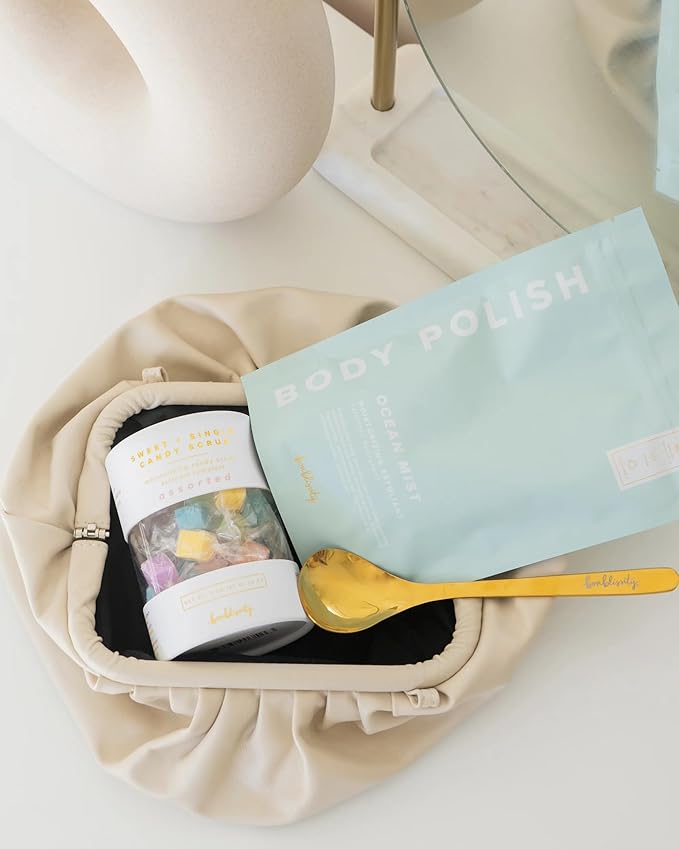 Bonblissity Body Polish, 8oz. - Ocean Mist Scented Body Scrub Exfoliator for Women, Exfoliating Sugar Scrub To Lotion Moisturizer, Gentle Exfoliant for Dry and Sensitive Skin, Handmade in USA