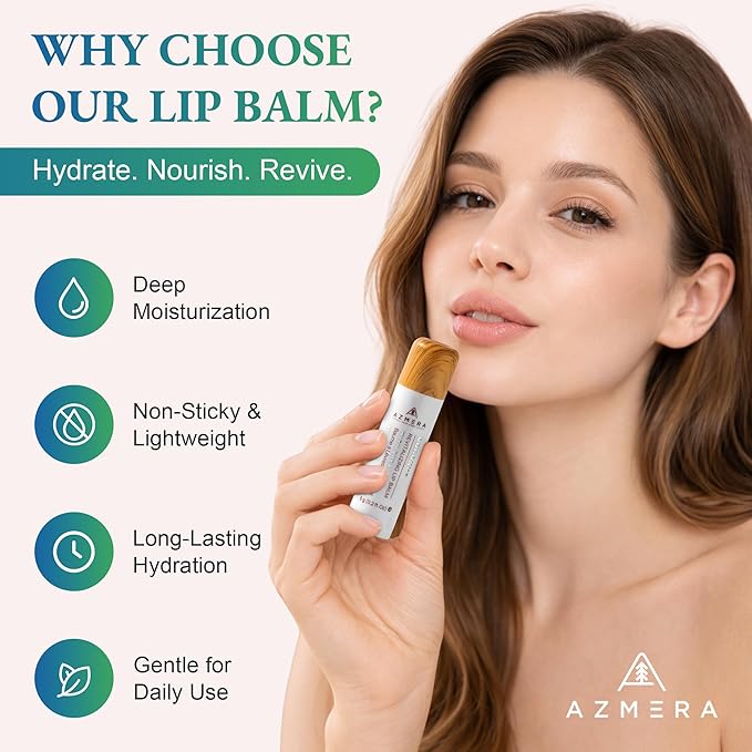 Azmera Coconut Lip Balm - Organic Shea Butter from Ghana Chapstick for Dry Chapped Lips - Natural Coconut Oil Lip Moisturizer - Made in USA - 6g