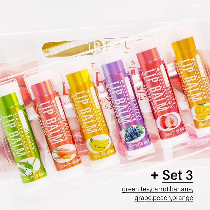 Boobeen Lip Balm Stick, Hydrating Lip Balm Cream for Dry Cracked Lips, Moisturizing Colorless Lipstick for Lip Care Soothing and Fade lip lines, 6 Pack