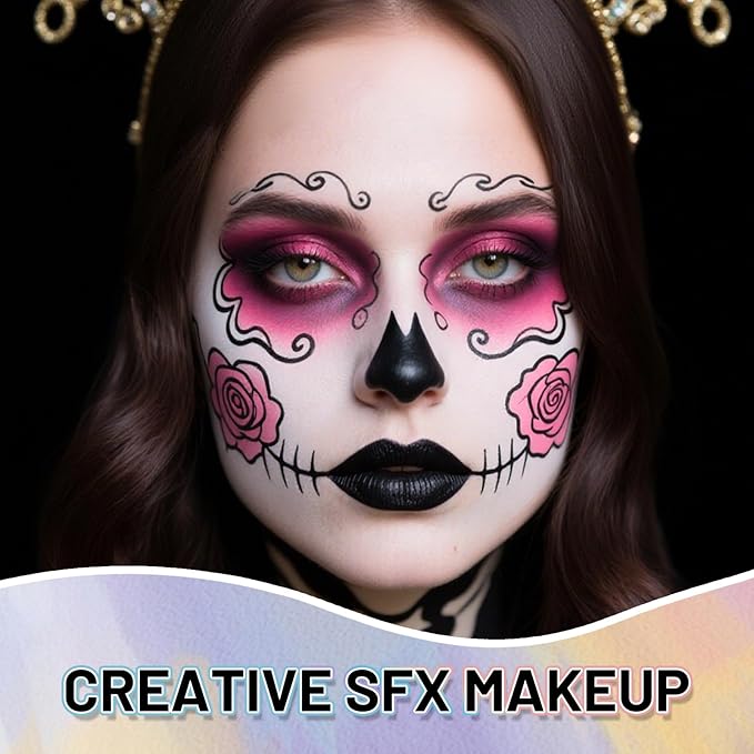 Pink Water Based Face Body Paint, 2.37 OZ Large Tube Full Coverage Face Paint for Skull Clown Cosplay, Washable Pink Body Painting Cream for Adult Carnival Party Halloween SFX Makeup