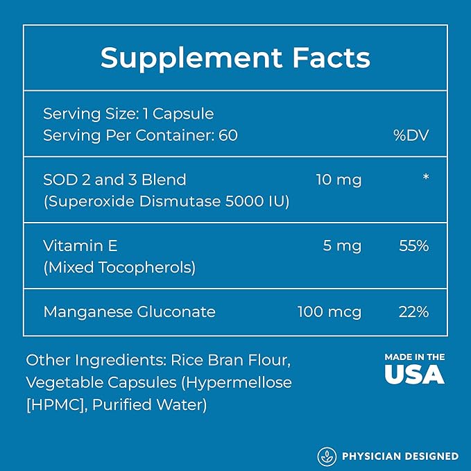 Physician Designed VARS SOD Booster - Superoxide Dismutase Supplement | SOD Supplement | 60 Capsules | Best Antioxidant Supplements