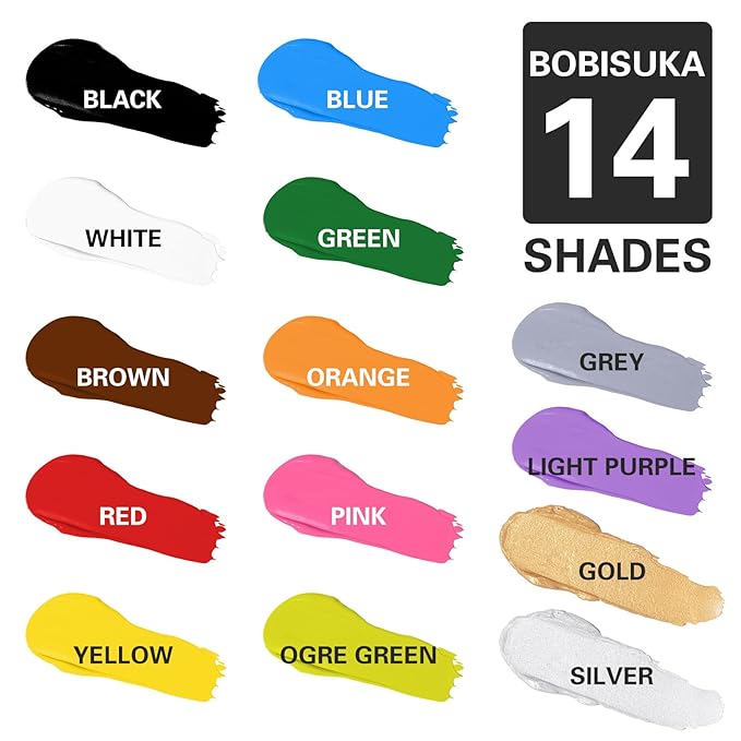 BOBISUKA Gold Face Body Paint, Water Based Face Painting for Art Theater Halloween Party Cosplay Clown SFX Makeup for Women Adults, Non-Toxic Washable