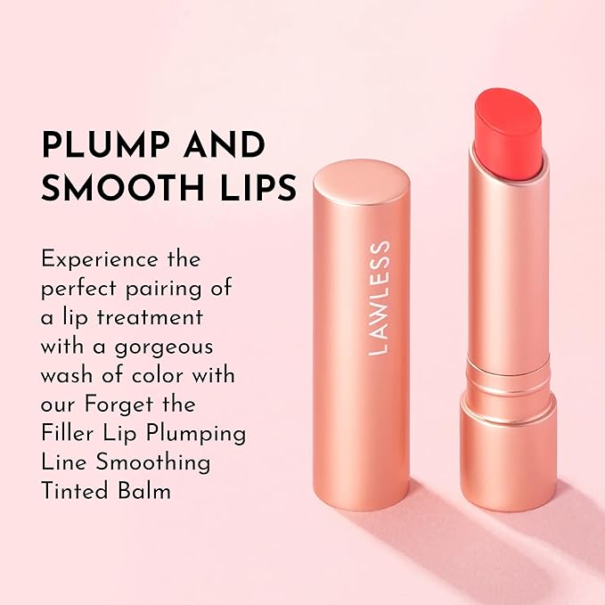 LAWLESS Women's Forget the Filler Lip Plumping Line Smoothing Tinted Balm, Cherry Vanilla, Red, 0.09 Ounce