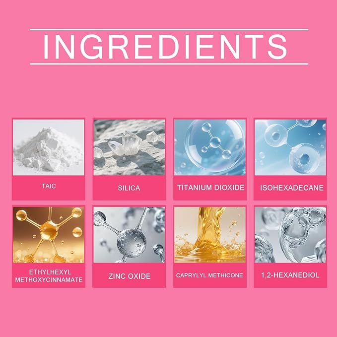 Lyjinbc Mineral Sunscreen Setting Powder, SPF 50 Transparent Brush Powder, Long-Lasting,Lightweight Breathable, Oil Control Natural Matte, Suitable for Face, Scalp & Hair