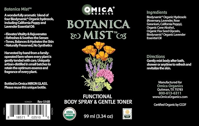 Botanica Mist Biodynamic Functional Body Spray & Gentle Toner (3.34 oz / 99 ml)