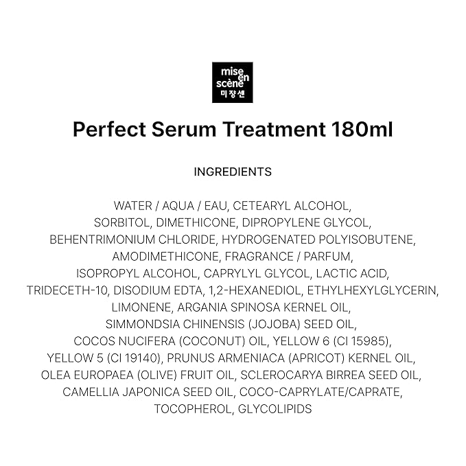 Mise En Scene Perfect Serum Treatment | Korean Hair Mask for Hair Coating Effect, Treatment at Home Care, Wash Off Nutritient conditioner, 6.08 Fl. Oz.(180ml)
